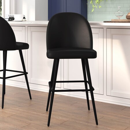 Flash Furniture 2PK 30" Black LeatherSoft Armless Barstool AY-1026H-30-BK-GG
